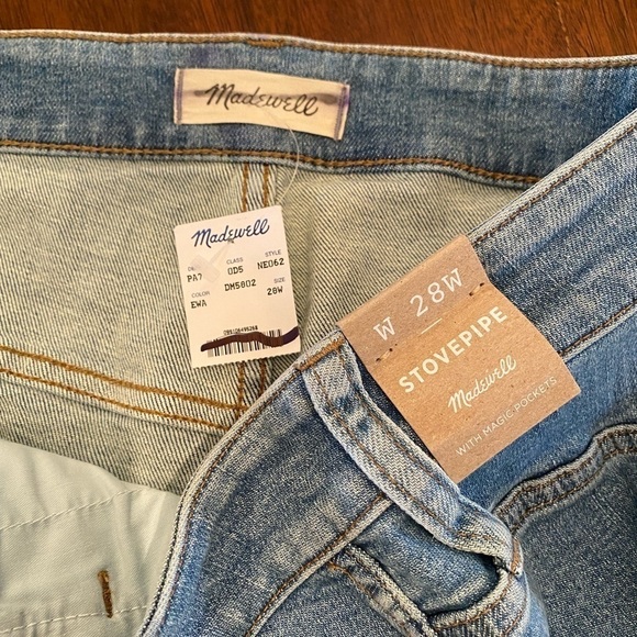 Madewell Curvy Stovepipe Jeans size W28W plus Euclid wash NWT - Picture 10 of 12